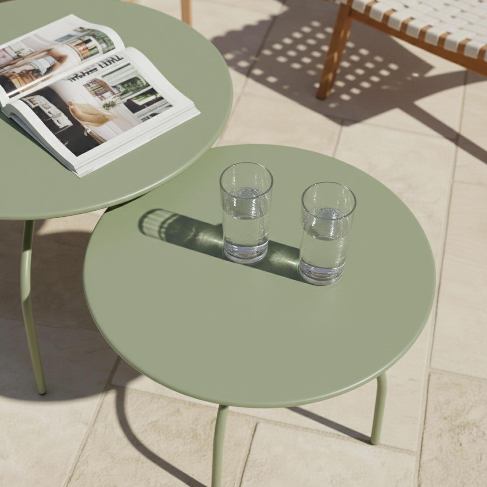 Mesas de centro nido de jardín redondas de metal Ø60x40 cm y Ø40x36 cm - Por 2