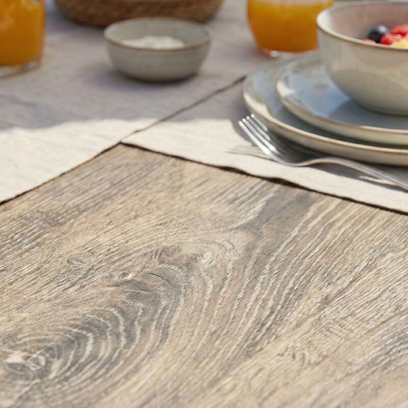 Mesa de jardín de aluminio y cerámica efecto madera 8 personas 201x100 cm (3/8)