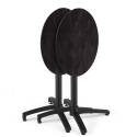Mesa de jardín bistró redonda reclinable de aluminio negro y HPL 4 personas Ø60 cm