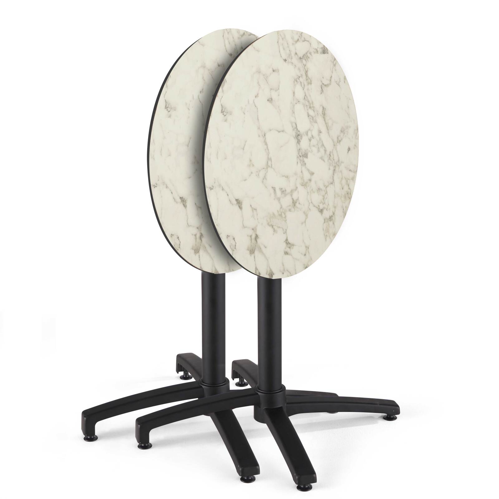 Mesa de jardín bistró redonda reclinable de aluminio negro y HPL 4 personas Ø60 cm