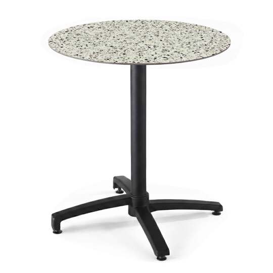 Mesa de jardín bistró redonda reclinable de aluminio negro y HPL 4 personas Ø60 cm | Oviala