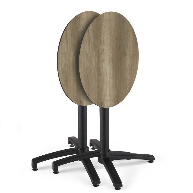 Mesa de jardín bistró redonda reclinable de aluminio negro y HPL 4 personas Ø60 cm