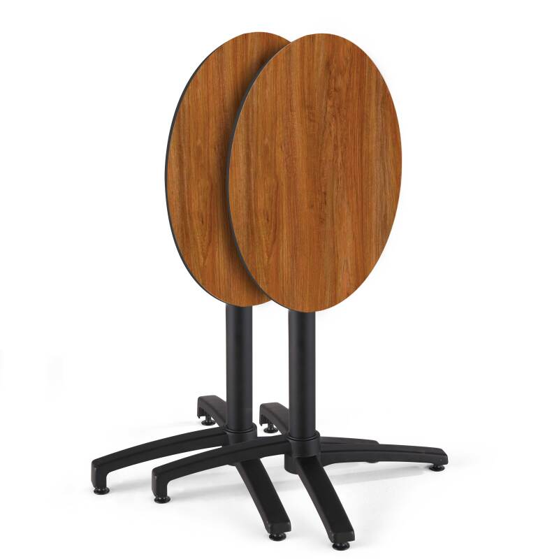 Mesa de jardín bistró redonda reclinable de aluminio negro y HPL 4 personas Ø70 cm