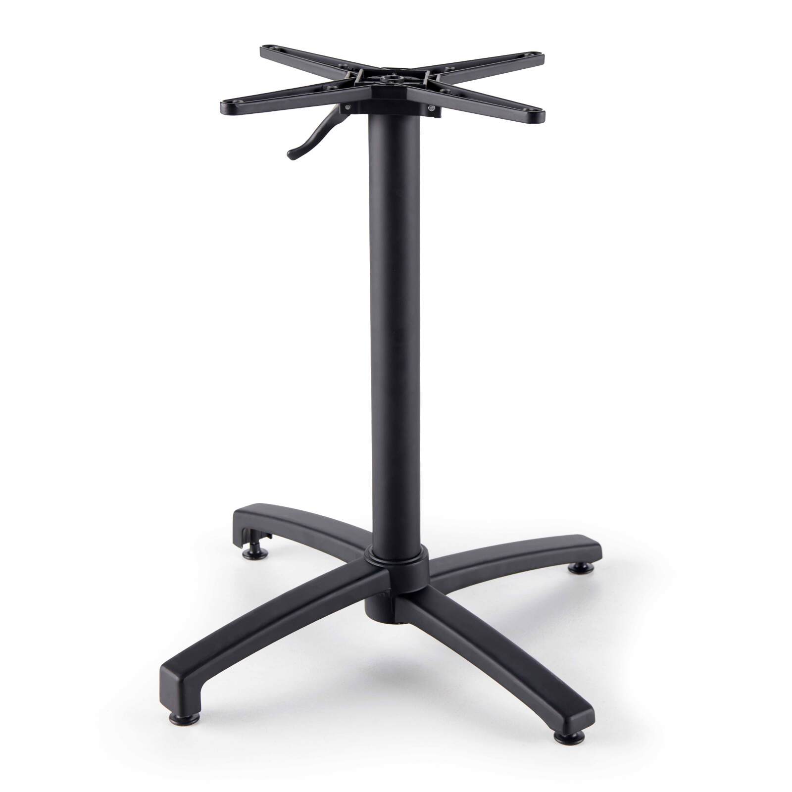 Mesa de jardín bistró redonda reclinable de aluminio negro y HPL 4 personas Ø70 cm