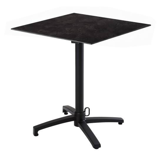 Mesa de jardín bistró cuadrada reclinable de aluminio negro 4 personas 60x60 cm | Oviala