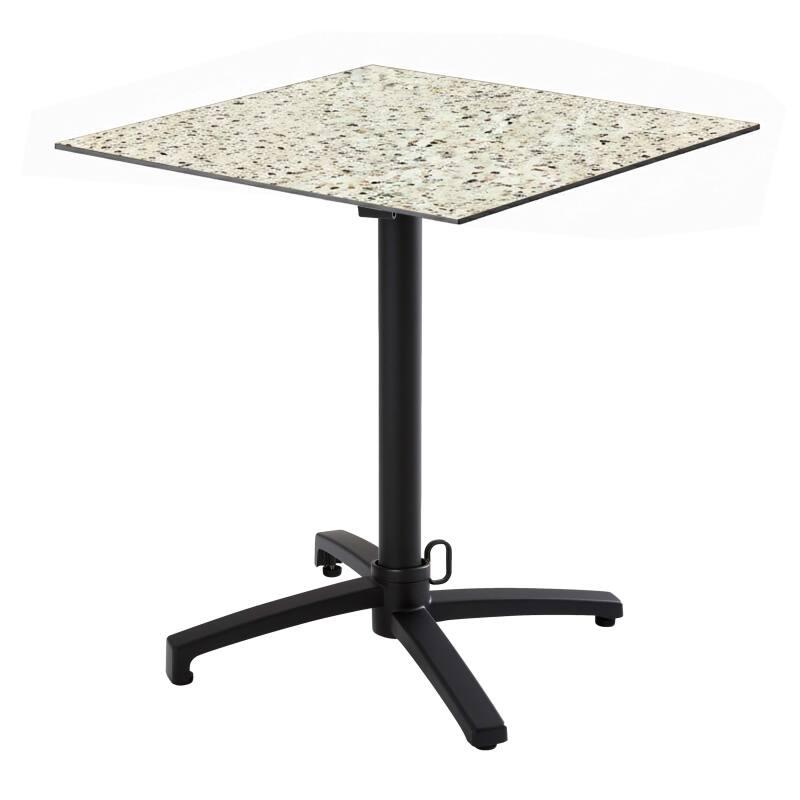 Mesa de jardín bistró cuadrada reclinable de aluminio negro 4 personas 60x60 cm
