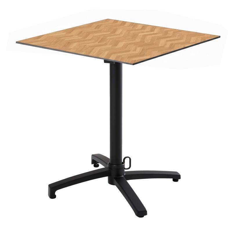 Mesa de jardín bistró cuadrada reclinable de aluminio negro 4 personas 60x60 cm