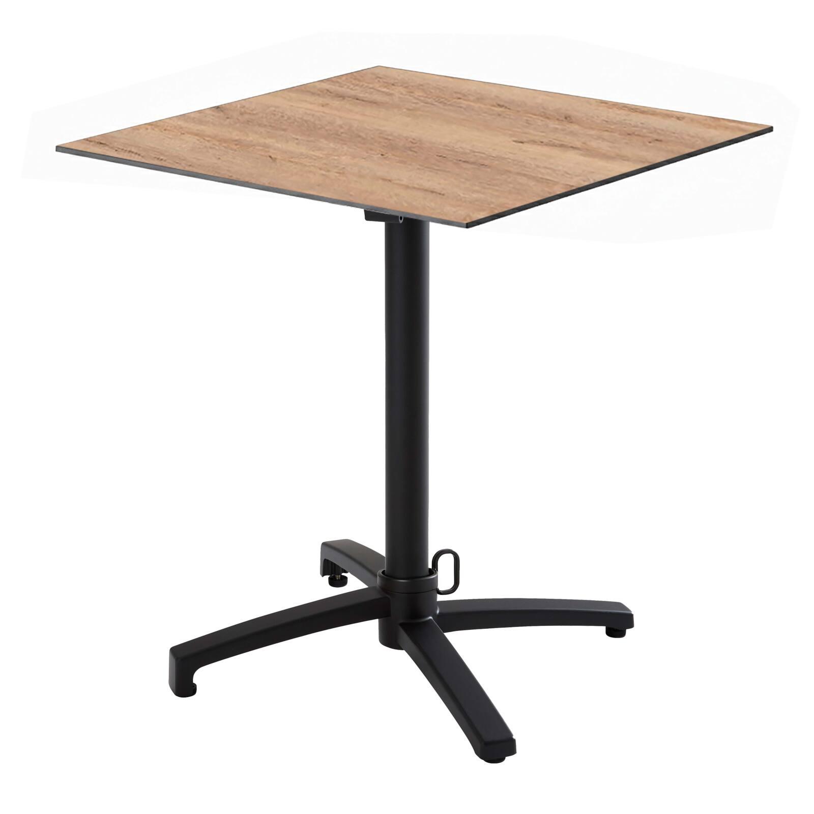 Mesa de jardín bistró cuadrada reclinable de aluminio negro 4 personas 60x60 cm