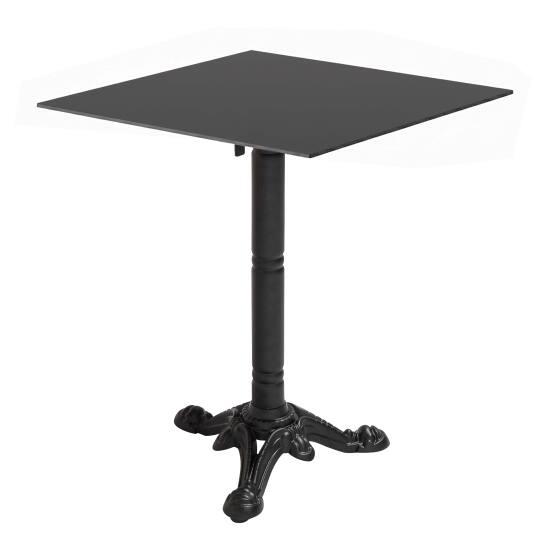 Mesa de jardín bistró cuadrada reclinable de metal y aluminio negro 4 personas 60x60 cm | Oviala