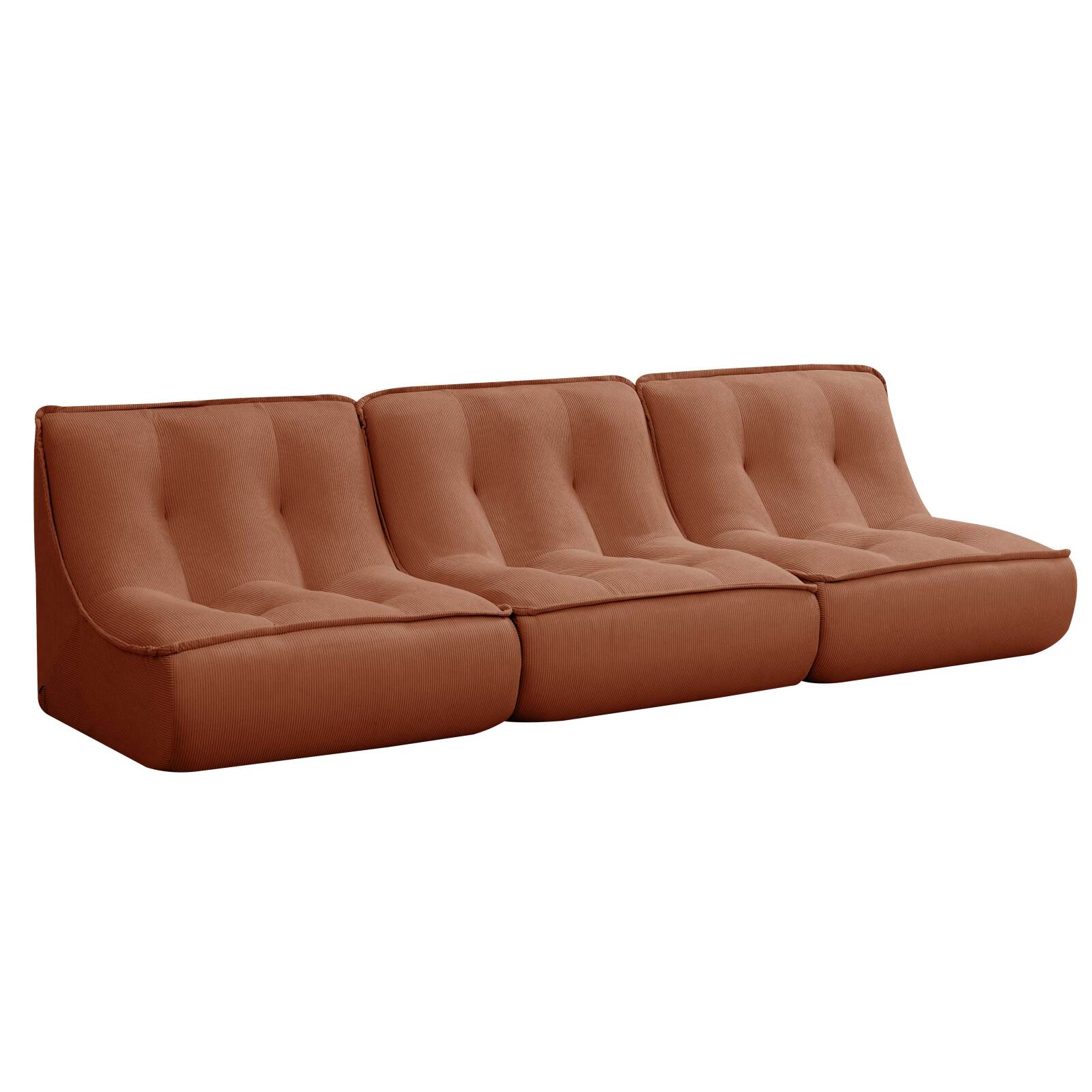 Sofá modular de 3 plazas de tejido de acanalado