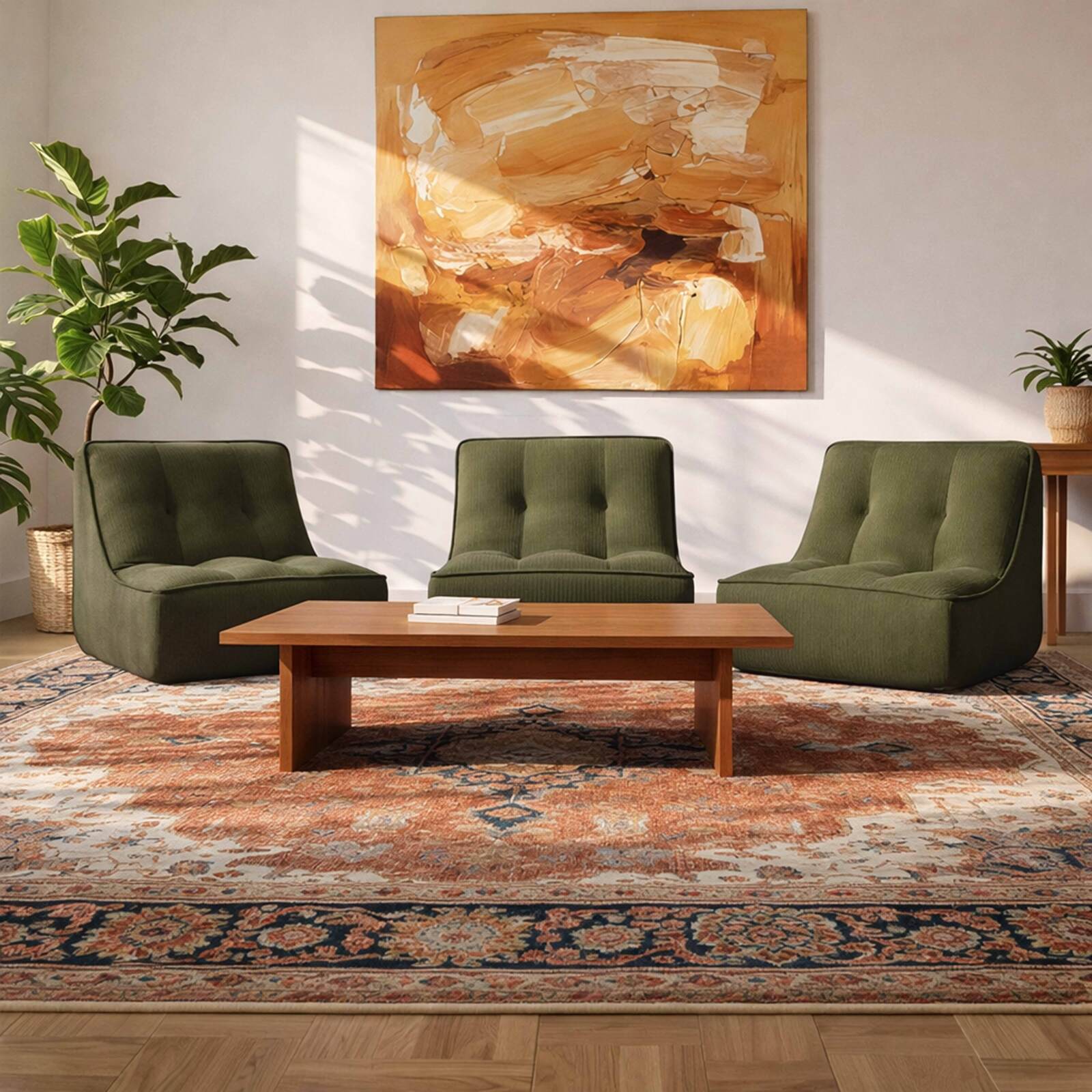 Sofá modular de 3 plazas de tejido de acanalado