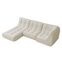 Sofá modular de 3 plazas de tejido de acanalado con chaise longue