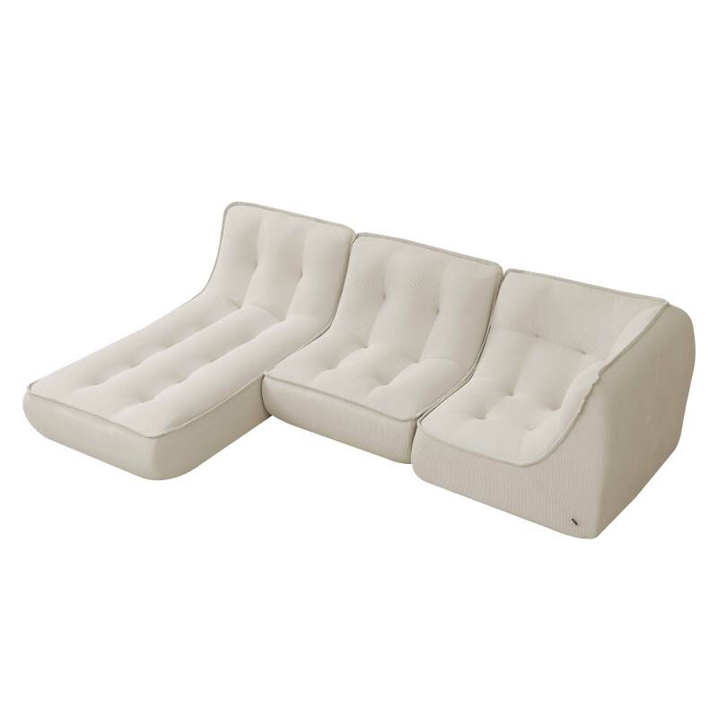 Sofá modular de 3 plazas de tejido de acanalado con chaise longue (3/7)