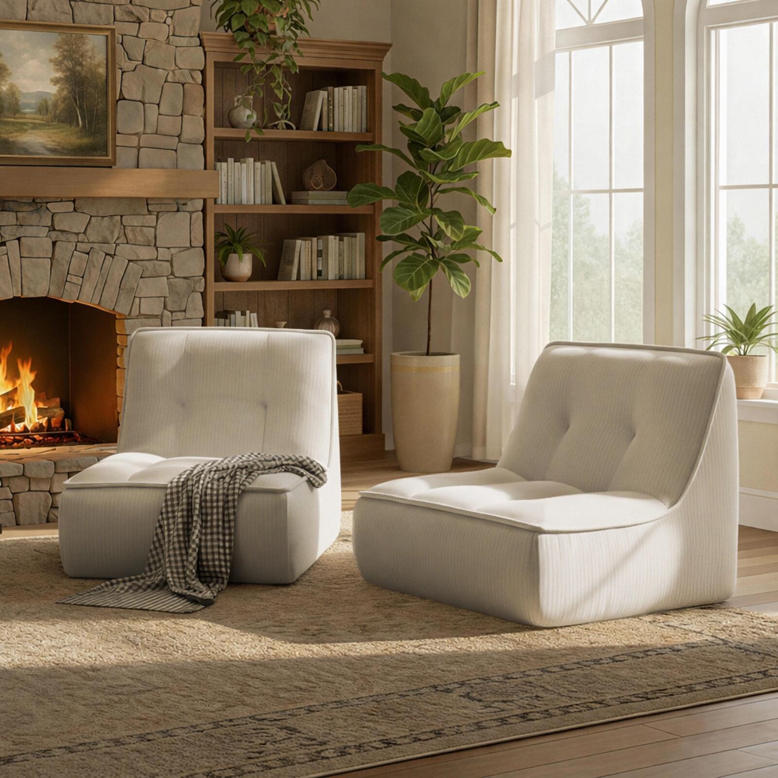 Sillones modular de tejido de acanalado - Por 2