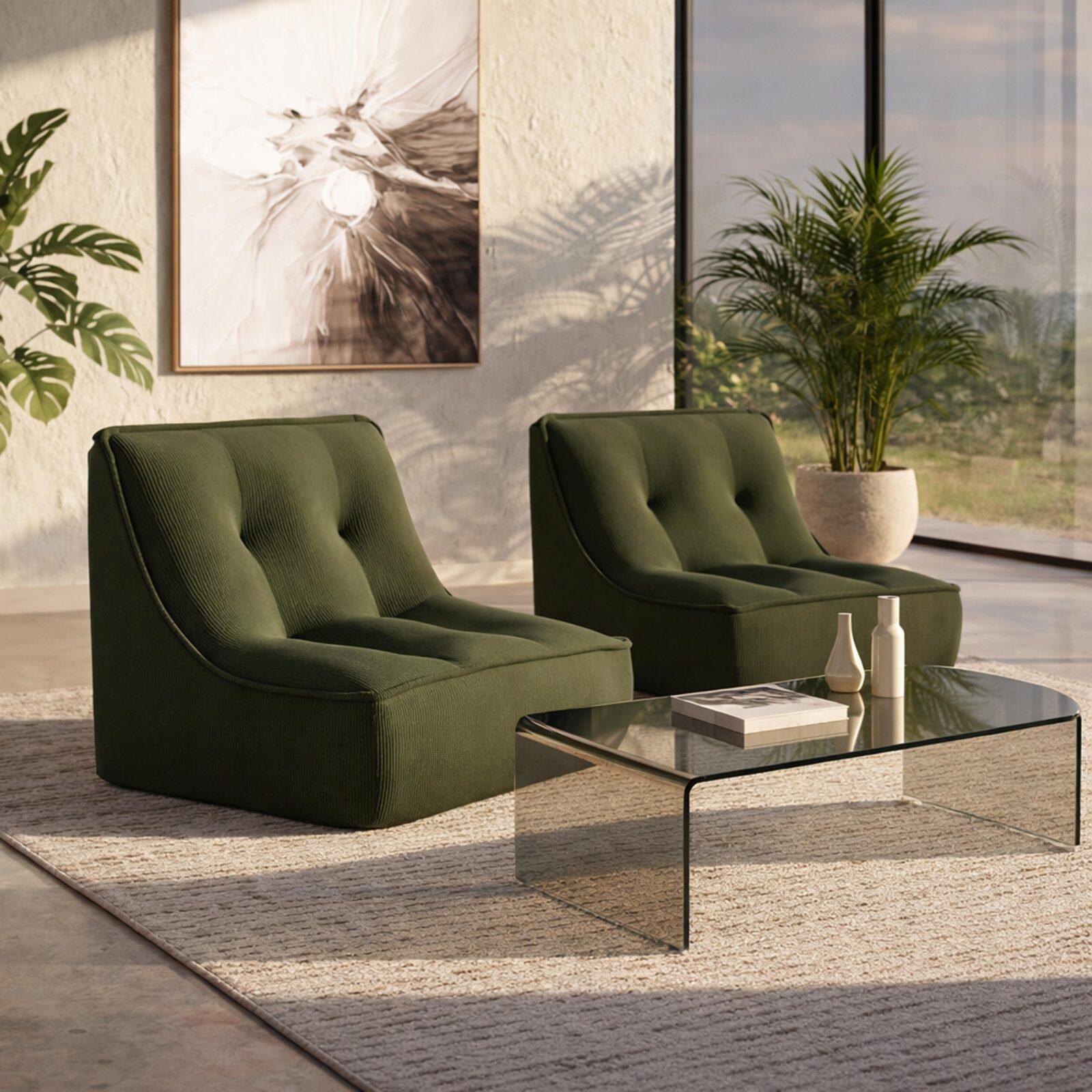 Sillones modular de tejido de acanalado - Por 2