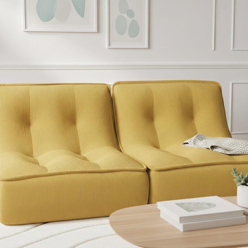 Sillones modular de tejido de acanalado - Por 2 (3/8)