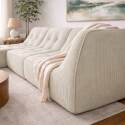Sofá modular de 3 plazas de tejido de acanalado con chaise longue