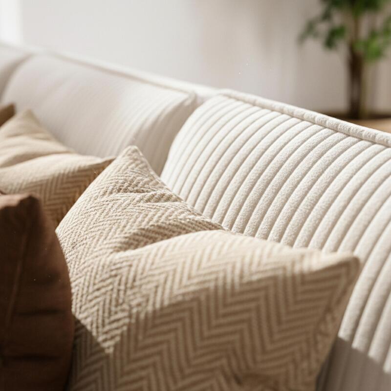 Sofá modular de 4 plazas de tejido de acanalado con chaise longue (2/6)