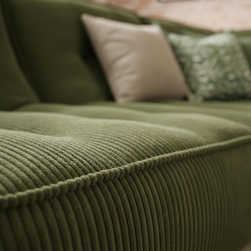 Sofá modular de 4 plazas de tejido de acanalado con chaise longue (2/6)