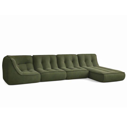 Sofá modular de 4 plazas de pana con chaise longue | Oviala