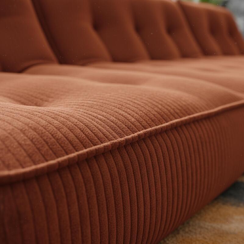 Sofá modular de 4 plazas de tejido de acanalado con 2 chaise longue (2/5)