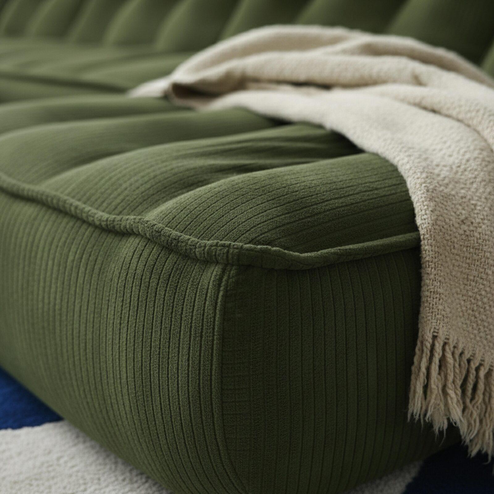 Sofá modular de 4 plazas de tejido de acanalado con 2 chaise longue