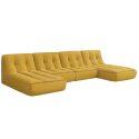 Sofá modular de 4 plazas de tejido de acanalado con 2 chaise longue