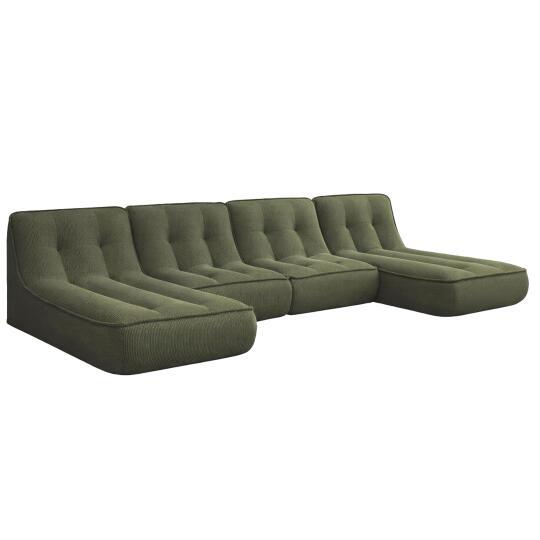 Sofá modular de 4 plazas de pana con 2 chaise longue | Oviala