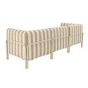 Sofá modular de exterior a rayas para 3 personas con 1 sillón y 2 sillones esquineros