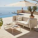 Sofá modular de exterior a rayas para 3 personas con 1 sillón y 2 sillones esquineros