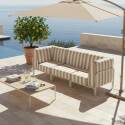 Sofá modular de exterior a rayas para 3 personas con 1 sillón y 2 sillones esquineros