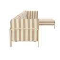 Sofá modular de exterior a rayas para 5 personas con 2 sillones, 2 sillones esquineros y 1 puf