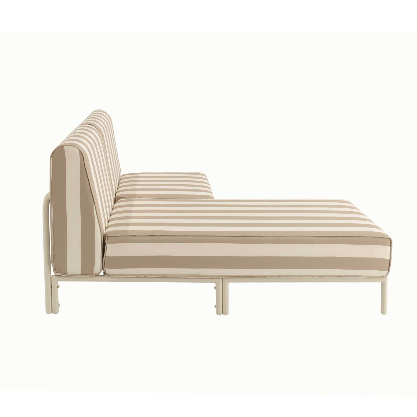 Sofá modular de exterior a rayas para 2 personas con 1 sillón y 1 chaise longue