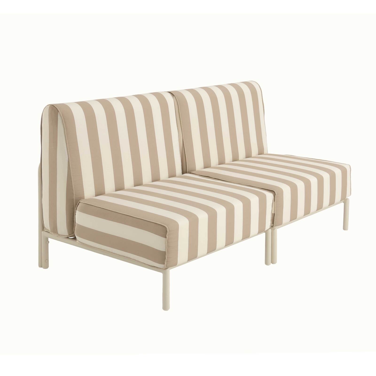 Sofá modular de exterior a rayas para 2 personas con 2 sillones
