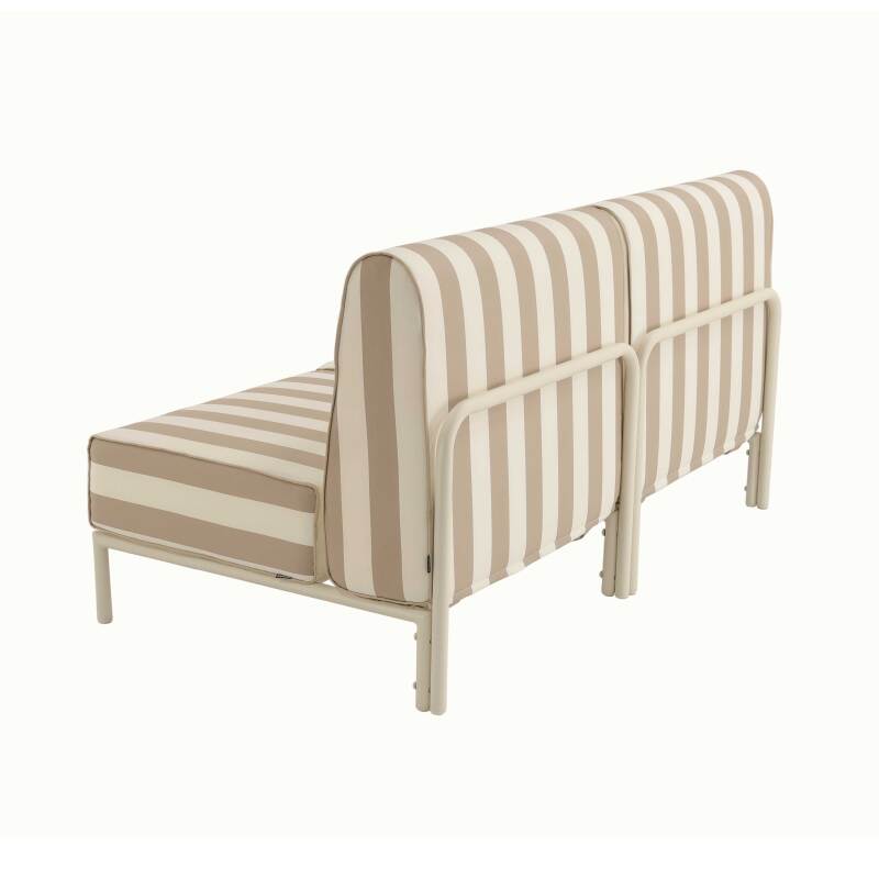 Sofá modular de exterior a rayas para 2 personas con 2 sillones (4/8)