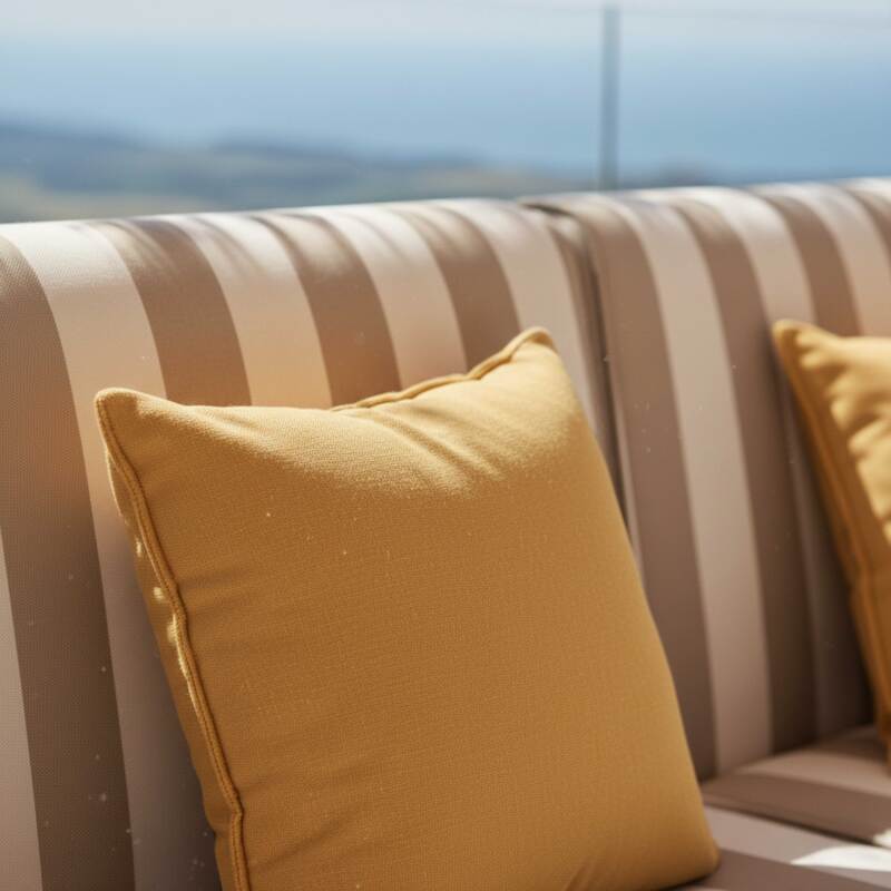 Sofá modular de exterior a rayas para 2 personas con 2 sillones (2/8)