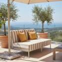 Sofá modular de exterior a rayas para 2 personas con 2 sillones