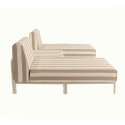 Sofá modular de exterior a rayas para 3 personas con 2 chaise longues y 1 puf