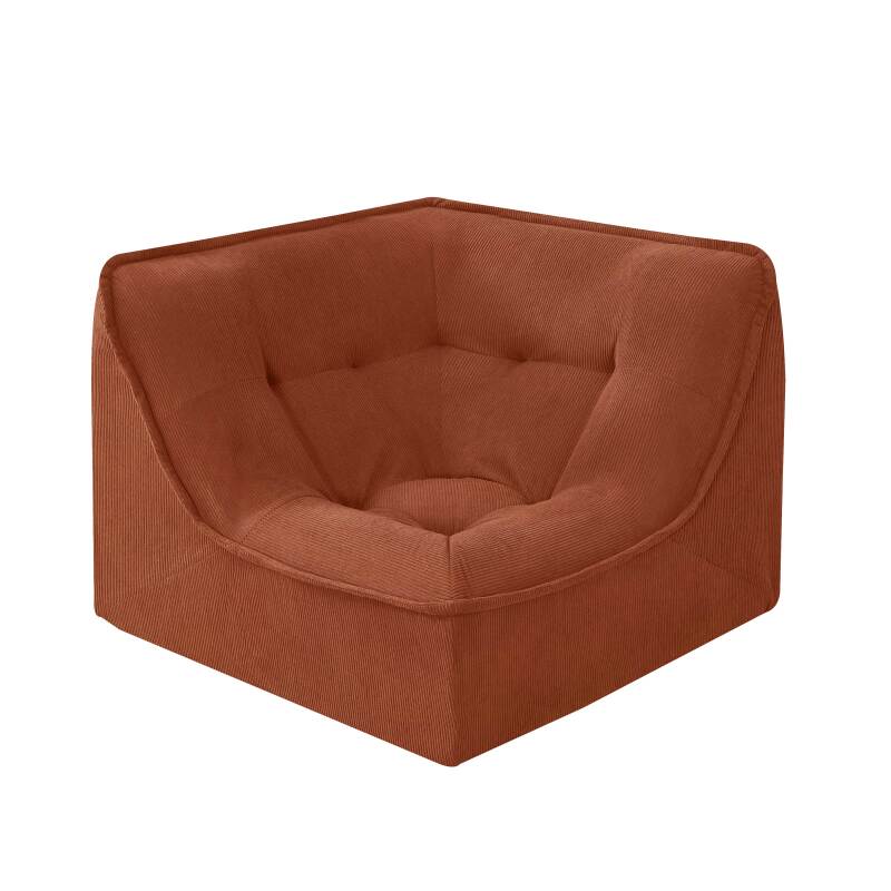 Sofá modular de 3 plazas de tejido de acanalado con chaise longue (4/6)