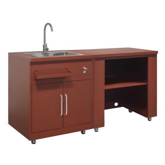 Cocina de exterior de metal con fregadero de exterior y almacenaje - 2 módulos | Oviala