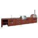 Cocina de exterior de metal con fregadero de exterior, horno a pizza, cocina a gas, barbacoa y almacenaje - 6 módulos