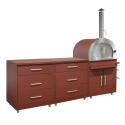 Cocina de exterior de metal con horno a pizza y almacenaje - 3 módulos
