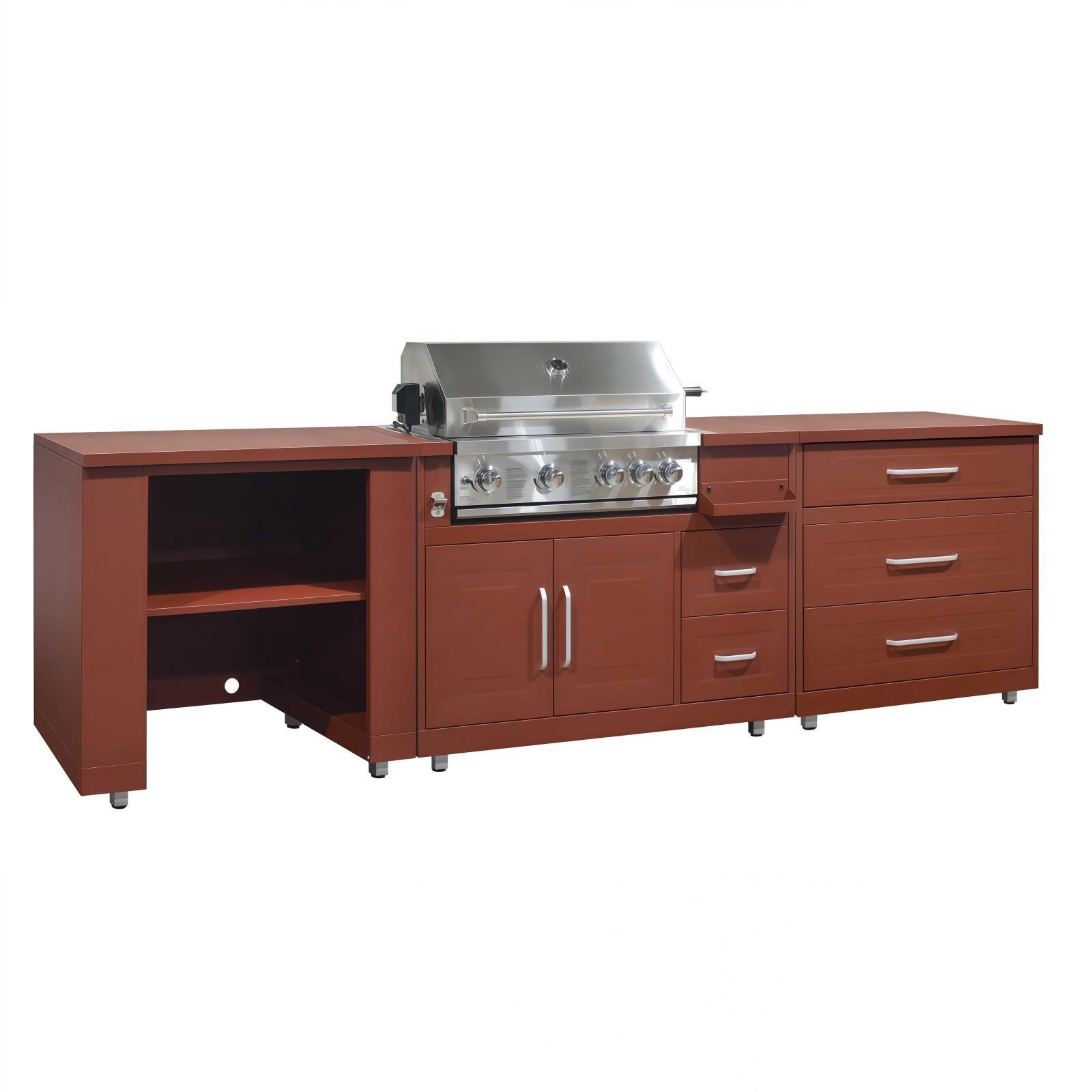 Cocina de exterior de metal con barbacoa y almacenaje - 3 módulos