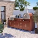Cocina de exterior de metal con horno a pizza, cocina a gas, barbacoa y almacenaje - 3 módulos - Lifestyle