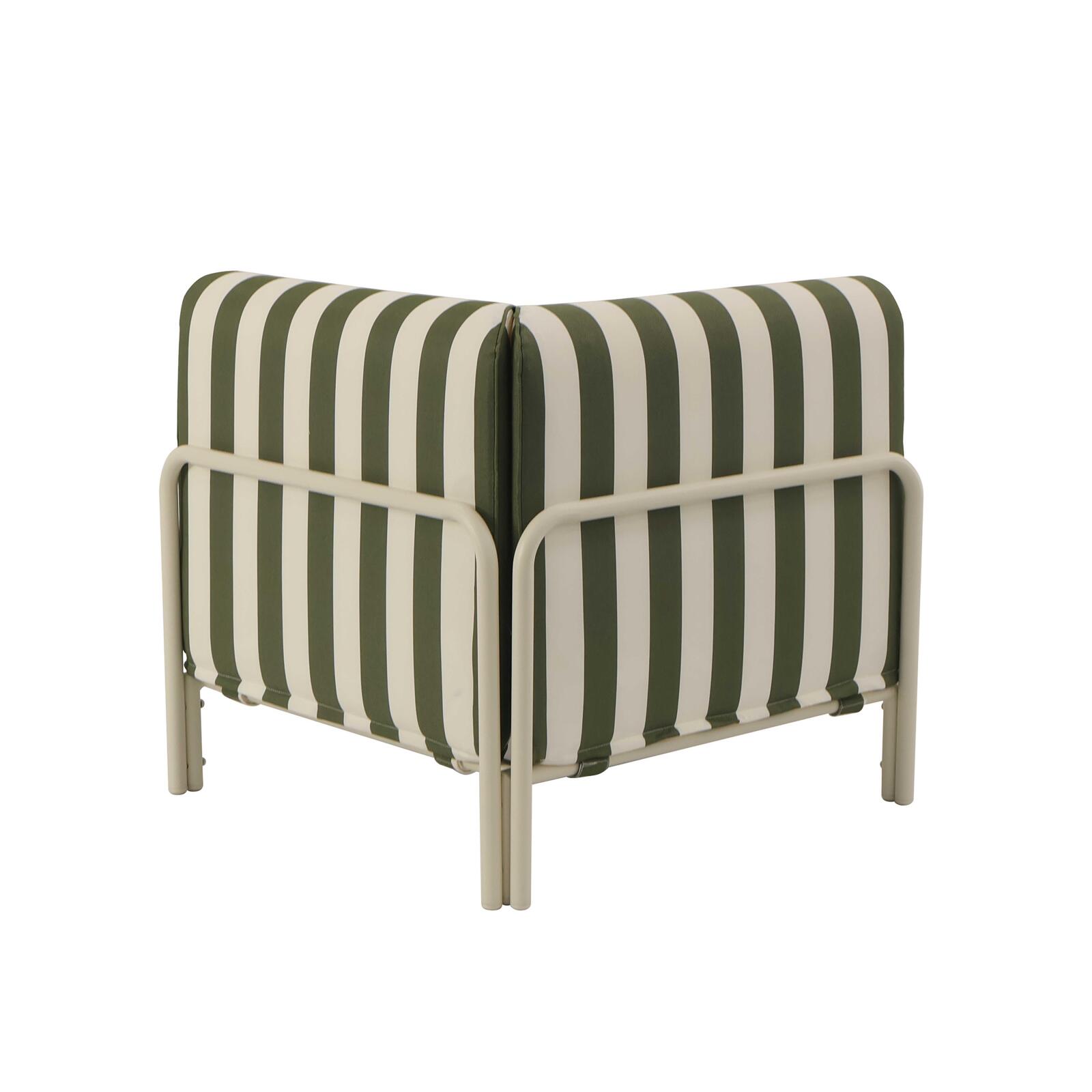 Sillón esquinero a rayas para sofá modular de exterior