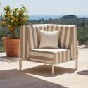 Sillón esquinero a rayas para sofá modular de exterior
