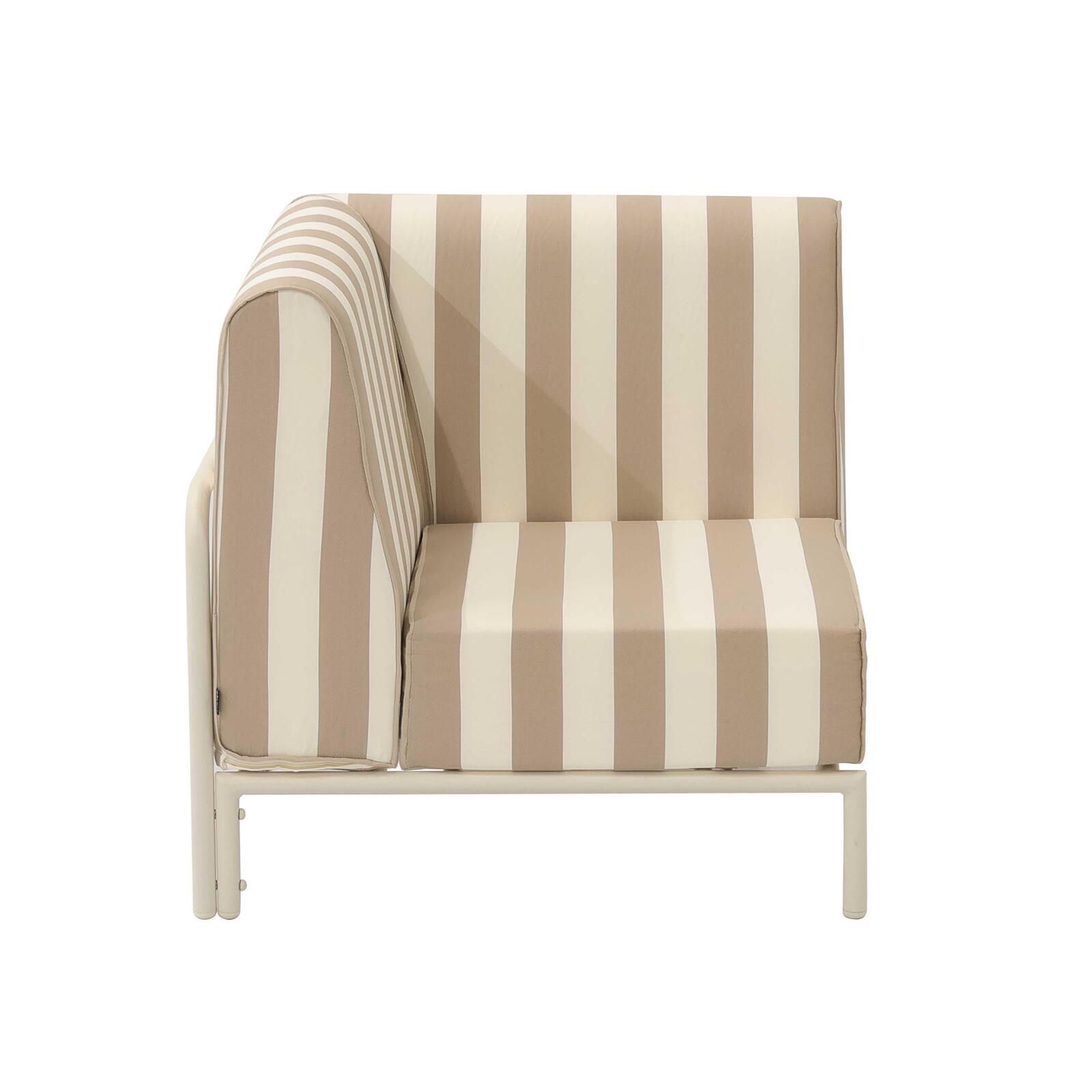 Sillón esquinero a rayas para sofá modular de exterior