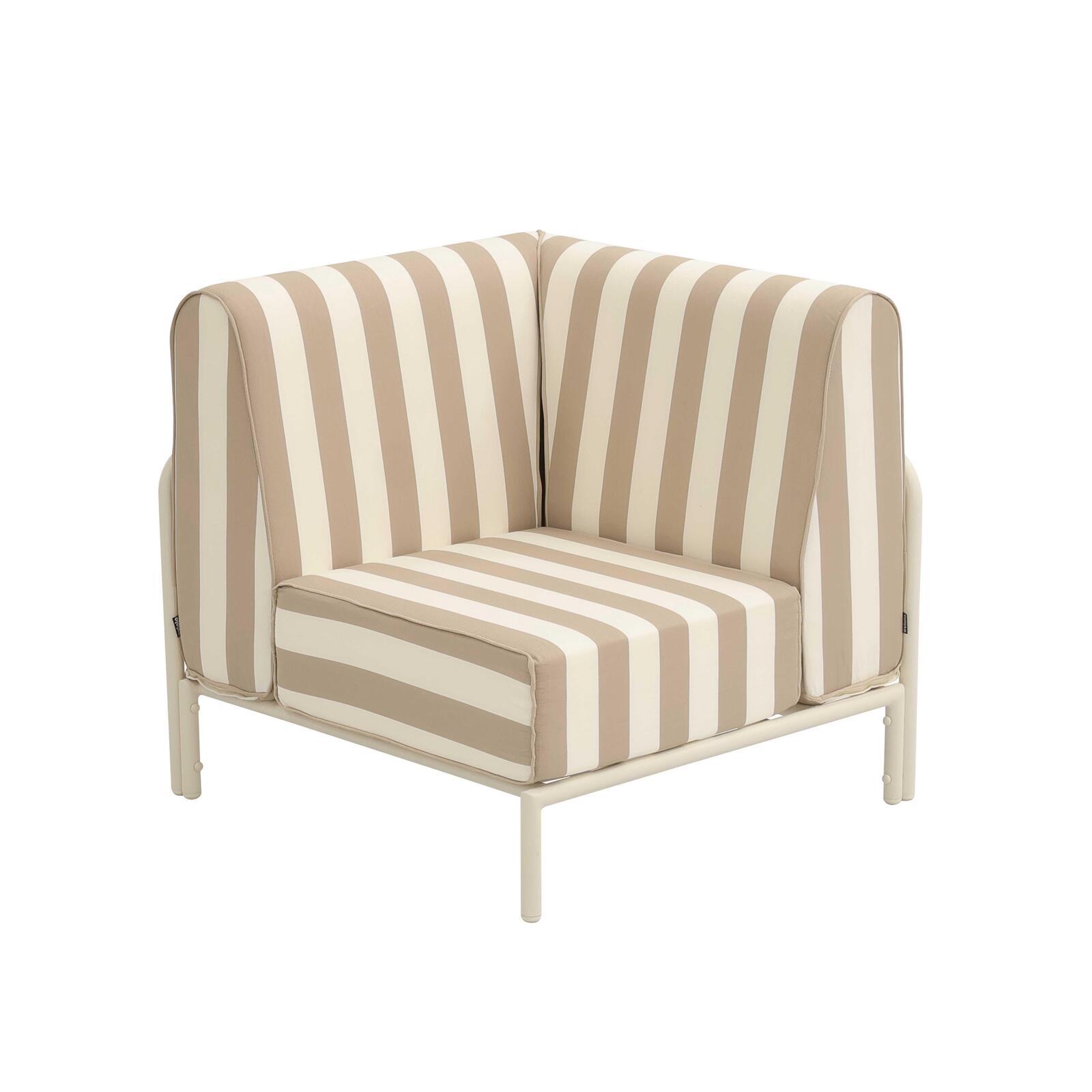 Sillón esquinero a rayas para sofá modular de exterior