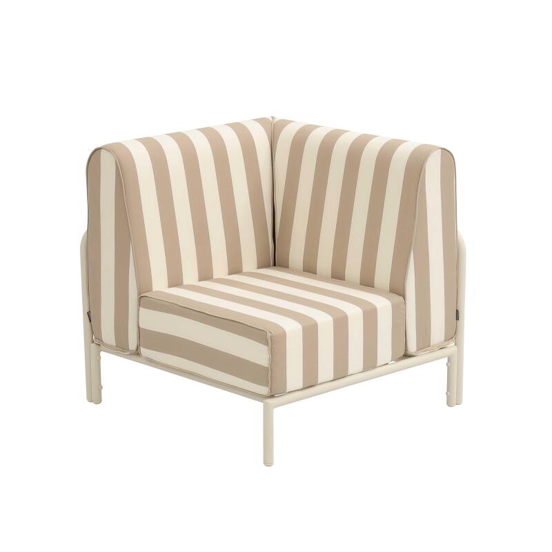 Sillón esquinero a rayas para sofá modular de exterior