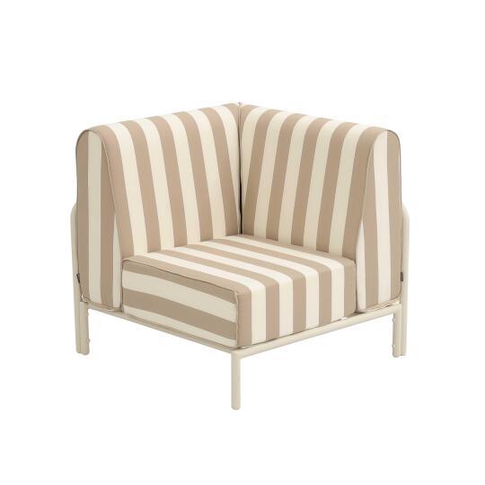 Sillón esquinero a rayas para sofá modular de exterior